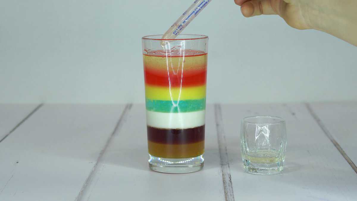 8 layers of liquids in density column